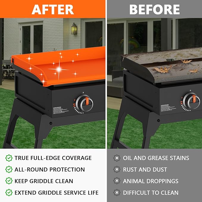 Silicone Griddle Cover for Blackstone - Full Protection Waterproof Griddle Top Cover All Year Round Protective Mat for Black Stone Accessories (22" Orange)