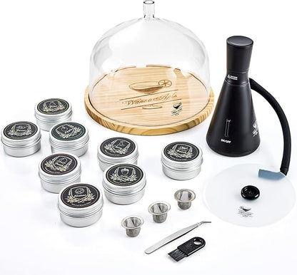 Elegant Cocktail Smoker Kit - Complete Whiskey Drink Smoking Gun with 8 Flavors of Wood Chips, Dome, and Accessories, Adds Flavor to Food and Drinks, Infuser Kit for Indoor Outdoor Use