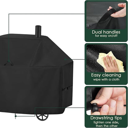 Grill Cover for Char Griller Smokin' Champ 1624, Offset Smoker 1733, Smokin' Pro CG30044223, 66inch Outdoor Grill Cover Waterproof for Charcoal Grill,Barrel Grill-66 L x 29" W x 50" H