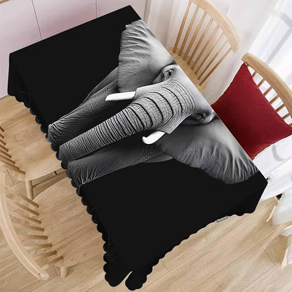 Elephant Dinner Table Cloths Tablecloth Animal Elephant Black Decorative Tablecloth for Rectangle Tables 52"X70", Heavy Duty Table Covers for Kitchen Patio Banquet