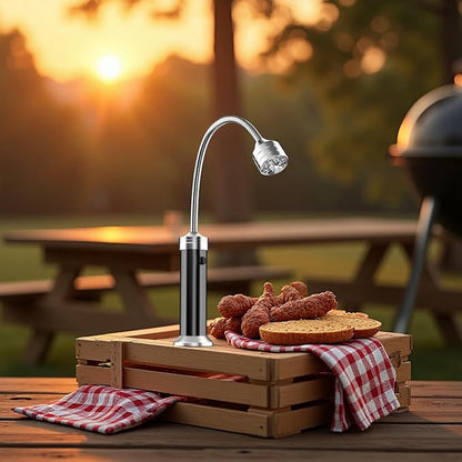 BBQ Grill Light with 9 LED, 360° Flexible Gooseneck, Attachment Force Base for Grilling, Repairing, Camping, Portable Plastic Case Included, Black, 7.1 x 4.7 x 1.8 in / 18 x 12 x 4.6 cm