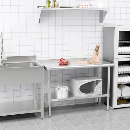 STABLEINK Stainless Steel Table with Backsplash 30x24 Inches for Prep | NSF Certified Metal Work Table Workbench with Undershelf for Commercial Kitchen Restaurant Hotel Laundry Garage Chef