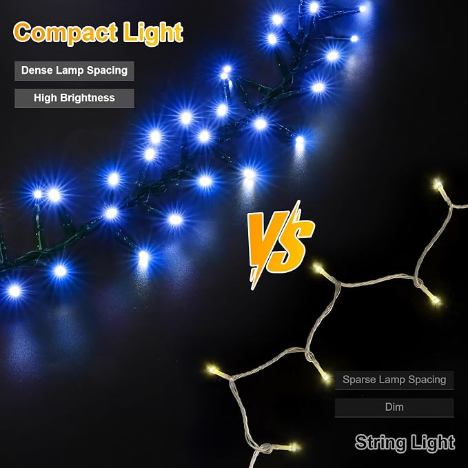 500 LED Blue String Lights, 46ft 11 Modes Connectable LED Lights, Waterproof Blue Fairy Lights Plug in, Christmas Tree Lights Outdoor for Xmas Party Garden Bedroom Decor