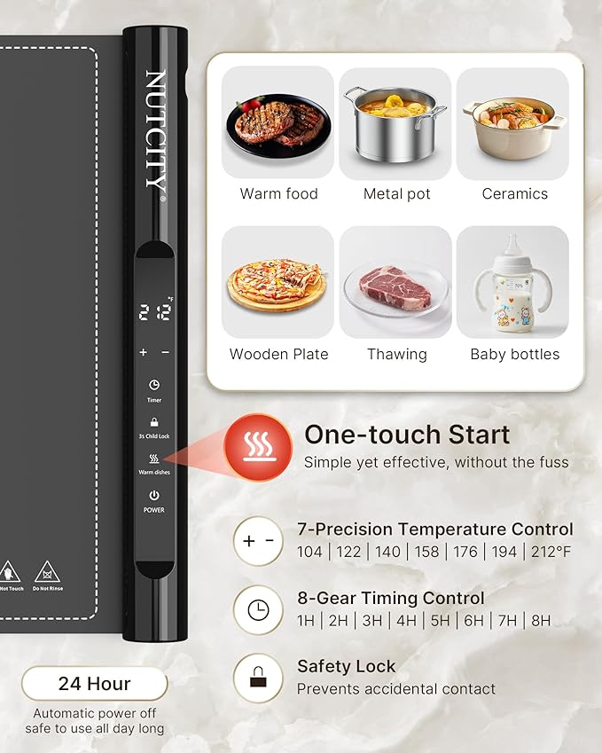 Warming Mat for Food Extra large 40" x 16", Portable Food Warming Mat with 7 Temperature Settings & 8Hour Timer, Tortilla Warmer for Gatherings, Parties (Extra Large Size: 40" x 16")