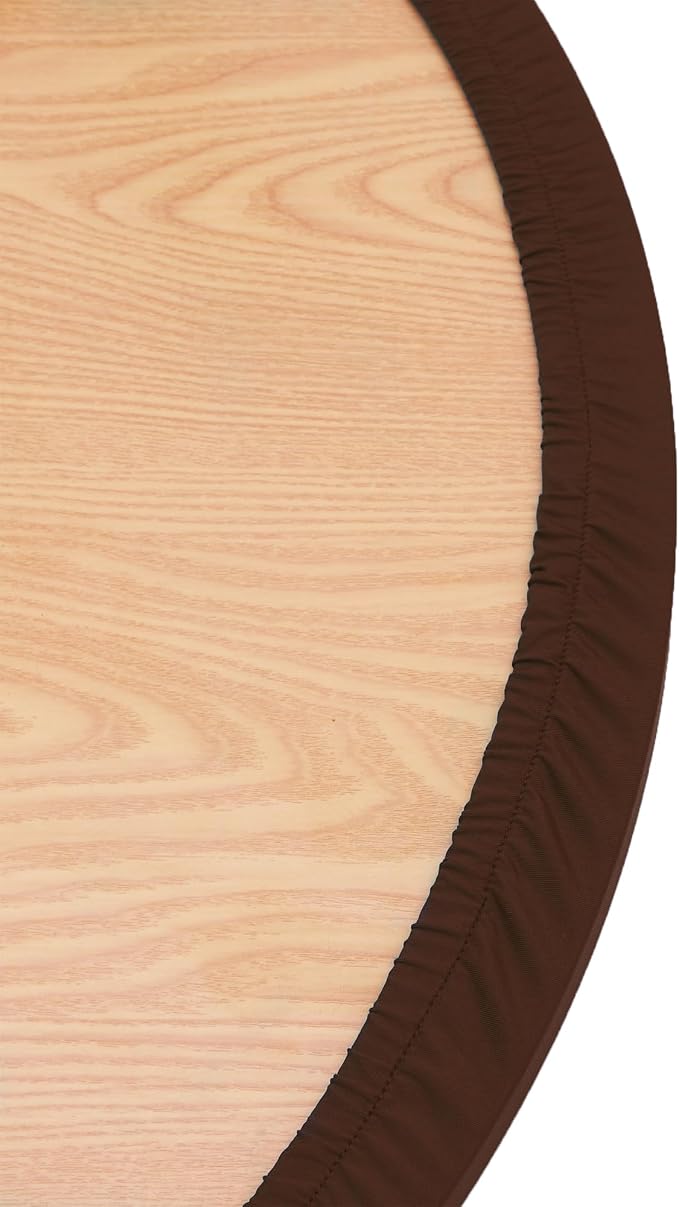 NEWISHER Round Stretch Spandex Fitted Table Cover Brown 60 inch Tablecloth | Fitted Tablecloth, Spandex Stretch Table Cloth, Elastic Edged Tablecloth, Table Top Cover, Tablecloth for Dining Picnic Patio