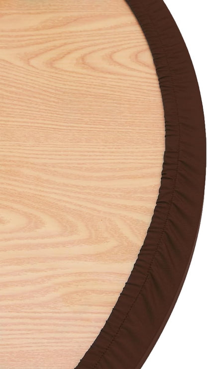 NEWISHER Round Stretch Spandex Fitted Table Cover Brown 60 inch Tablecloth | Fitted Tablecloth, Spandex Stretch Table Cloth, Elastic Edged Tablecloth, Table Top Cover, Tablecloth for Dining Picnic Patio