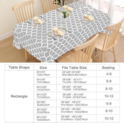 Smiry Rectangle Table Cloth, Waterproof Vinyl Tablecloth with Flannel Backing for Rectangle Tables, Wipeable Spillproof Plastic Tablecloths for Dining, Indoor and Outdoor (60"x120", Light Grey)