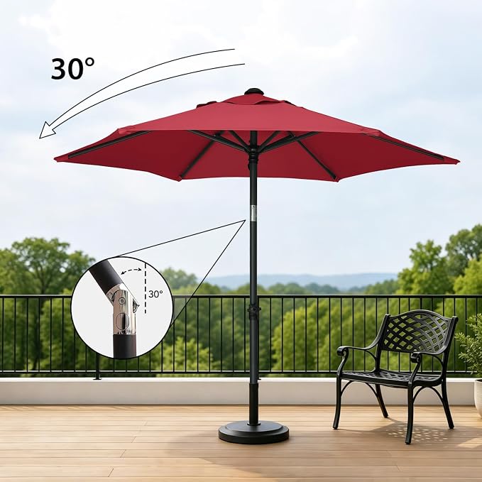 AMMSUN 6FT Patio Umbrella, Outdoor Table Umbrella with Push Button Tilt | UPF50+ Sun Protection and Water-Resistant Fabric, Premium Steel Pole and Ribs, Height-Adjustable and Push-Button Tilt