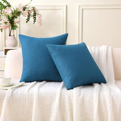 Outdoor Throw Pillows with Inserts, Waterproof Pillows for Outdoor Seating, Square Decorative Garden Cushion for Patio Furniture, Bed, Couch, Sofa(Blue, 18" x 18" (Pack of 2))