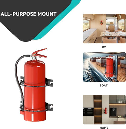 Premium Fire Extinguisher Mount Bracket - Universal Fit for 2.5&5lb Extinguishers, Heavy-Duty & Easy Installation - Ideal for Home, Truck, RV, Vehicle, Boat, Marine & Commercial Use - Black