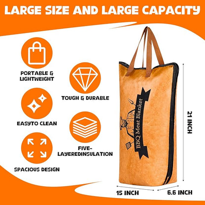 BBQ Blanket for Resting Meat,21in Meat Resting Blanket with Wide Mouth,Smoker Grilling Meat Insulated Resting Bag for Large Brisket/Beef/Pork Shoulders/Turkeys,Gifts for Men
