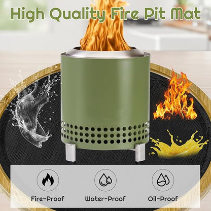 2 Pcs Tabletop Fire Pit Mat Set 10" Heat Resistant Mats Round Wooden Bamboo Tray with Fireproof Pad for Indoor Outdoor Winter Stoves to Protect Countertop and Table (10inch)