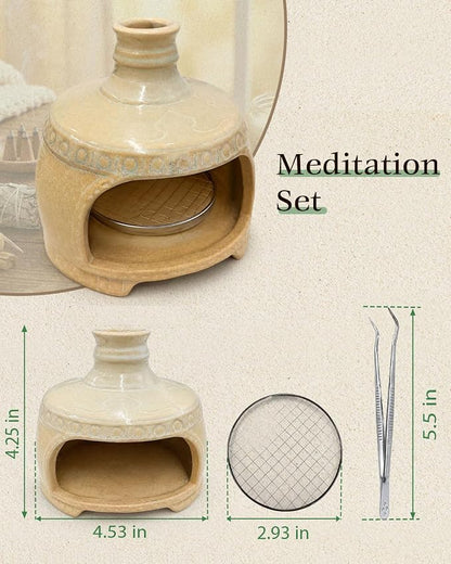 Palo Santo Holder Chimney with Tweezers & Wire Mesh for Sage Burning | Heat-Resistant Ceramic Palo Santo Burner Kit Include Wire Mesh and Tweezers For Mindful Rituals & Relaxation