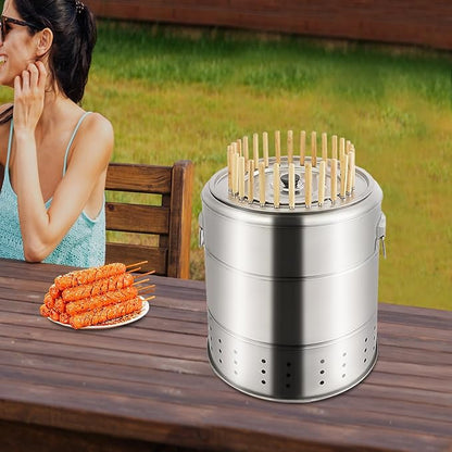 Charcoal Barrel Grill, 360° Smokeless Portable BBQ Grill, Large Capacity for 6-10 People, Ideal for Outdoor Picnics, Camping, and Backyard Use