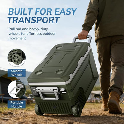 Antarctic Star 12 Volt Refrigerator,68QT(64L)Electric Cooler Compressor, -4℉~68℉ Portable Refrigerator,Car Fridge 12/24V DC 100-240V AC Portable Freezer with Wheels&2 Baskets for Camping,RV,Car,GREEN | 64L Car Fridge Compressor,Plug in Coolers for Vehi...
