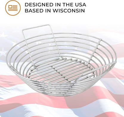 Kick Ash Basket Stainless Steel Charcoal Ash Basket for Kamado Joe Classic - Classic Kamado Grill Charcoal Basket Accessory - Designed in Wisconsin