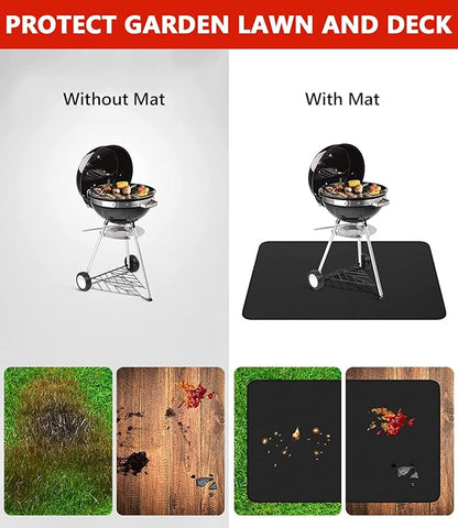 Protebox 60 x 40 inch Under Grill Mats for Outdoor Grill, Double-Sided Fireproof Deck and Patio Protector Mat, Waterproof Oil-Proof BBQ Floor Pad Indoor Fire Pit Fireplace Mat (0.9mm)