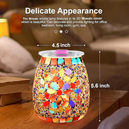 Dicimi Mosaic Glass Wax Warmer, Electric Oil Burner with Flameless Night Light, Scentsy Wax Melt Warmer for Scented Wax, Unique Candle Warmer Lamp for Home Office Bedroom Decor, Ideal Gift