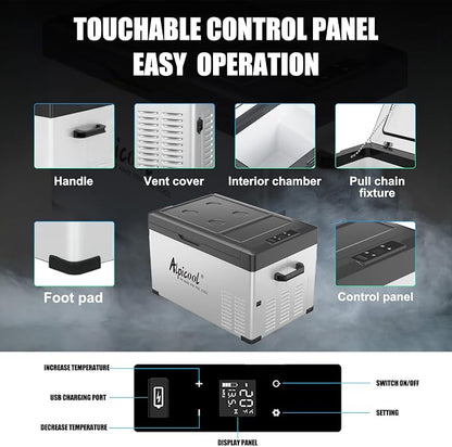 Alpicool C30 Portable Car Freezer, 12 Volt Refrigerator, 28 Quart(26.7 Liter) Fast Cooling 12V Car Fridge, Car Cooler for RV, Truck, Camping, Outdoor -12/24V DC and 100-240V AC
