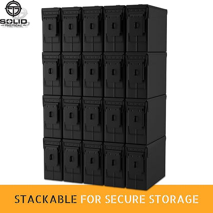 Lockable Metal Ammo Storage Box - Military & Army Steel Ammo Can for Ammunition Storage - Waterproof Ammo Crate Utility Box