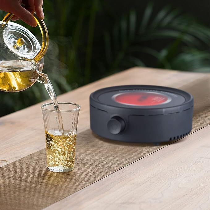 Mini Stove Electric, Silent Electric Tea Stove Small Ceramic Hot Plate for Boiling Water Making Coffee Knob Adjustment CN Plug