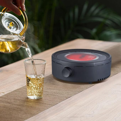 Mini Stove Electric, Silent Electric Tea Stove Small Ceramic Hot Plate for Boiling Water Making Coffee Knob Adjustment CN Plug