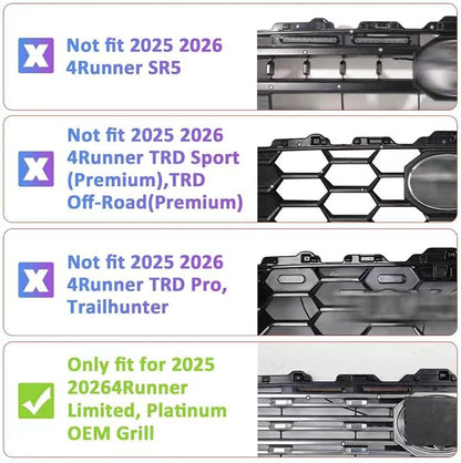 RGB Led Grills Light for 6th gen Toyota 4Runner Limited 2025 | 2027 2026 Grille Grill Lights Accessories