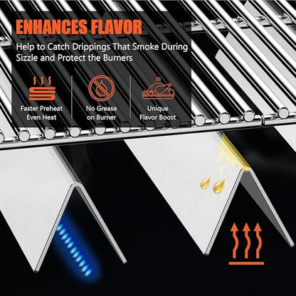 QuliMetal 7537/65903 22.5" Flavor Bars for Weber Spirit 300 Series(with Side Burner Knobs), Spirit E310, E320, Spirit 700, Genesis Silver Gold Platinum B/C, Weber 900, Heat Plates for Weber 7536
