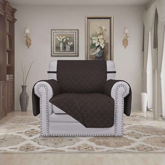 Easy-Going Reversible Couch Cover, Small Chair, Chocolate/Chocolate | Machine Washable Slipcover For Dogs, Water Resistant Furniture Mat For Living Room, Non-Slip Sofa Cover, Pet Friendly