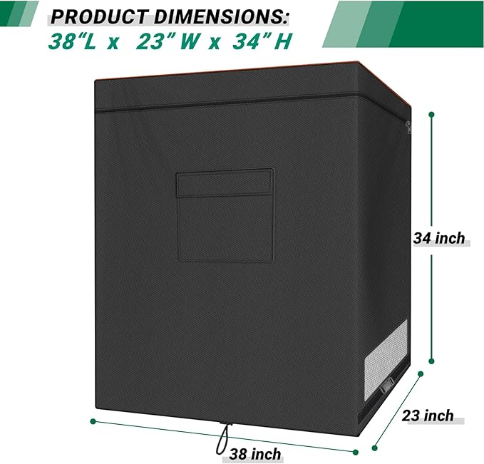 Chest Freezer Cover, Waterproof 420D Oxford Protective Outdoor Indoor Refrigerator Dust Cover with Zipper Fits 7.0 Cubic Feet Deep Freezer 38"L x 23"W x 34"H (Only Cover)