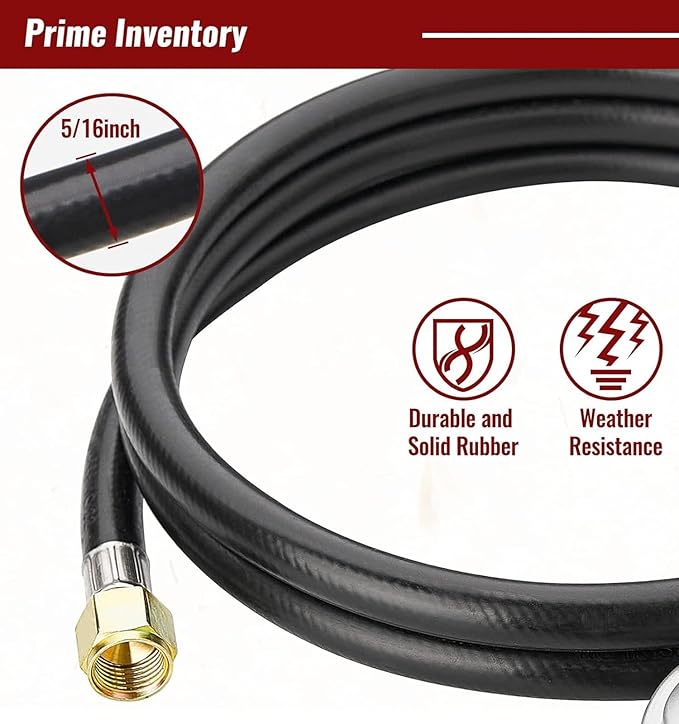 CALPOSE 6 Feet Propane Hose with Regulator & Gauge, Universal Gas Grill Regulator for Blackstone 28''/36'' Griddle, Weber Grill, Propane fire Pit and More, 3/8" Female Flare for Most LP Gas Grills