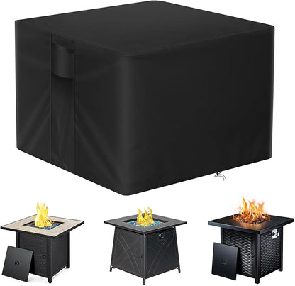 POMER Fire Pit Cover, Square 32x32x17 inch Outdoor Fireplace Cover for 28/30/32 in Gas Fire Table Waterproof Firepit Covers