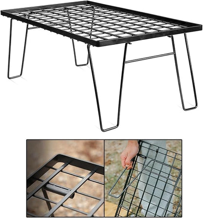 Portable Outdoor Folding Table with Charcoal Grill Plate Multifunctional Camping BBQ Grill Rack for Beach Garden Picnic, Portable Charcoal Grill for BBQ & Barbecue Grill Side Table,A-1