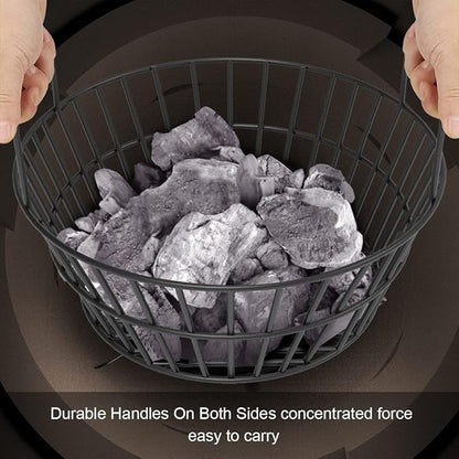 Charcoal Ash Basket for Large Big Green Egg Grill, Heavy Duty Porcelain Steel Fire Basket also Fits Kamado Joe Classic, Compatible with Pit Boss, for Louisiana Grills, for Primo Kamado Grill, Fits Large Grill Dome