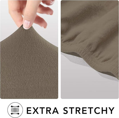 PureFit Stretch Loveseat Covers Fleece Couch Covers for SofaNatural | 1-Piece Sofa Slipcover Soft Couch Protector, Sofa Cover Washable with Non Skid Foam and Elastic Bottom for Kids, Dogs