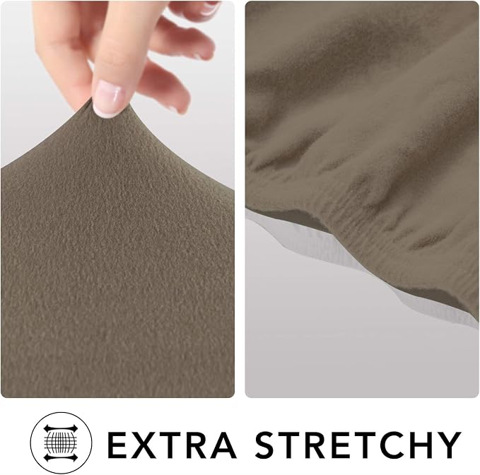 PureFit Stretch Couch Covers for Sofa Large Sofa Slipcovers Natural | 1-Piece Sofa Cover Washable Soft Couch Protector, Couch Slipcover with Non Skid Foam and Elastic Bottom for Kids, Dogs