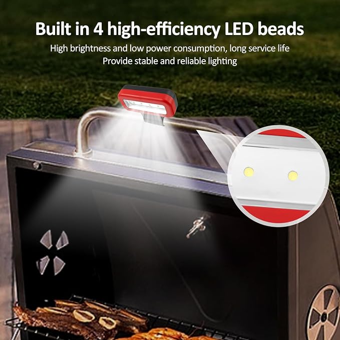 Barbecue Grill Light, BBQ Light with 10 LEDs, 3 Brightness, LED Grill Lights for Outdoor Grill, BBQ Gift for Men Women Him Her