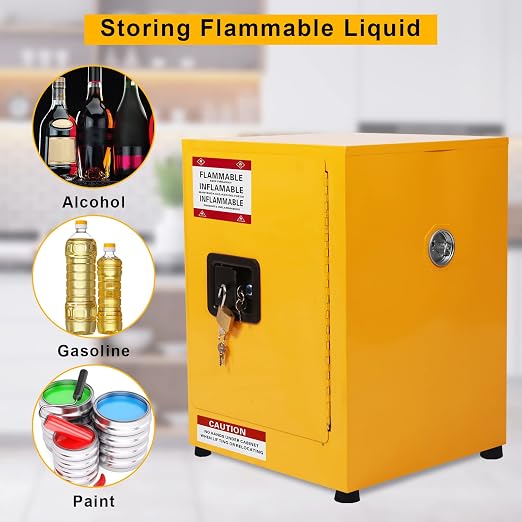 Hazardous Storage Cabinets, 17"x 17"x 18" Galvanized Steel Safety Cabinet, Flammable Liquids Storage Cabinet for Industry and Home
