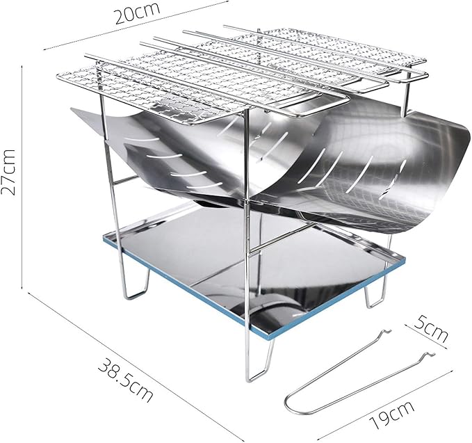 Barbecue Desk Outdoor Barbecue Grill Campfire Stove Stainless Steel Folding Grill Camping Picnic Burning Stove BBQ Charcoal Stove Tabletop Barbecue