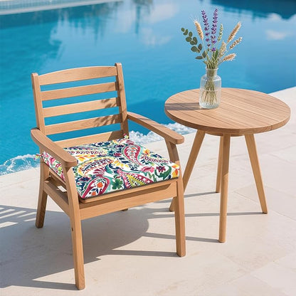DYTXIII Set of 2 Outdoor Chair Cushions, Water Resistant 18.5"x16"x2" Square Seat Cushion for Patio Dining Chairs, High-Density Replacement Pads for Indoor Outdoor Furniture - Vigour Paisley