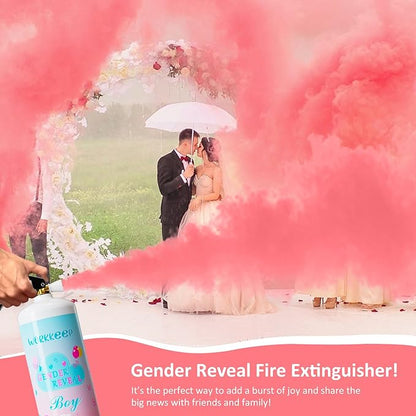 Giant Gender Reveal Fire Extinguisher: 2 Packs Pink Gender Reveal Ideas Only for Baby Girl with 100% Biodegragable for Gender Reveal Decorations - 20+ Feet (Pink)