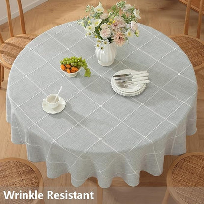 TruDelve 70 Inch Round Tablecloth Grey Fabric Farmhouse Cloth Tablecloths Circle Outdoor Picnic Table Cloth Round Cover (Grey,70",Round)