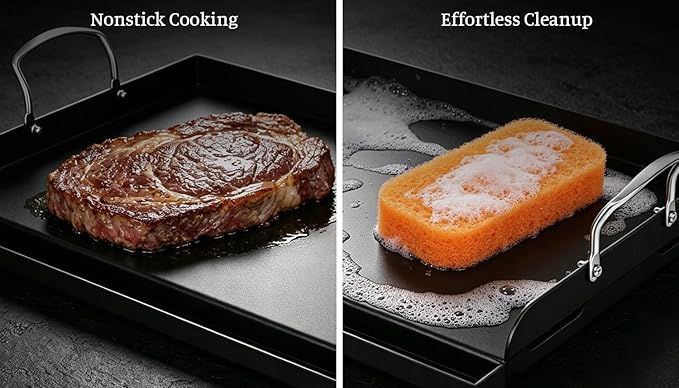 QuliMetal 25" x 16" Cast Iron Grill Griddle Kit, Pre-Seasoned Flat Top Griddle Plate with Scratch-Safe Accessories, Universal Outdoor Griddle for Gas Grill, Charcoal Grill, Camping, BBQ & Tailgating