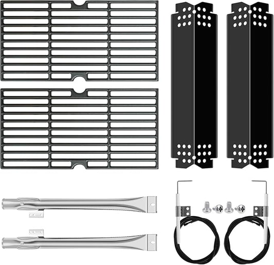 Grill Parts for Nexgrill replacement parts 2 Burner 720-0864 720-0864M,Cast Iron Cooking Grate,Heat Shield,Burner Kit for Megamaster 720-0864MA Grill Grates Replacement Parts kit for nexgrill grates