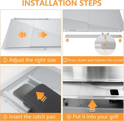 Grill Grease Tray Kits for Nexgrill Replacement Parts 4&5-Burner Gas Grill,Stainless Steel Grill Grates,Burners,Heat Plates,Adjustable Grease Drip Pan for Nexgrill Parts 720-0888,720-0830H,720-0958A