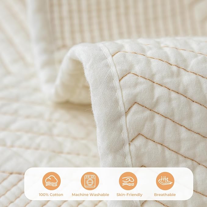 vctops Cotton Quilted Couch Covers for Sectional Sofa (Cream,28"x47") | Geometric Washable Non Slip Sofa Slipcover for Dogs, Children, Pets Furniture Protector Cover