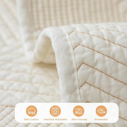 vctops Cotton Quilted Couch Covers for Sectional Sofa (Cream,28"x28") | Geometric Washable Non Slip Sofa Slipcover for Dogs, Children, Pets Furniture Protector Cover