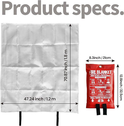 Fire Blanket, 47" x 71",Fiberglass Fire Blanket for Camping and Fire Fighting Shelters