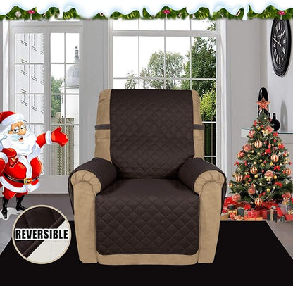 Easy-Going Reversible Couch Cover, Recliner 19 in, Chocolate/Ivory | Machine Washable Slipcover For Dogs, Water Resistant Furniture Mat For Living Room, Non-Slip Sofa Cover, Pet Friendly