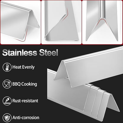 GasSaf 21.5" Flavorizer Bars Replace for Weber 7534, Genesis Silver A, Spirit 200 Series E/S200 E/S-210, Spirit 500 with Side Control Knob, 5-Pack Stainless Steel Flavor Bars(21.5" x 1.7" x 1.7")